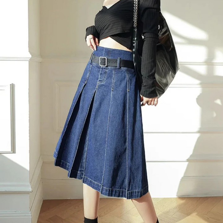 Stefanie Jeansrock Oktoberfest | Moderner Damen Denim Rock mit Falten