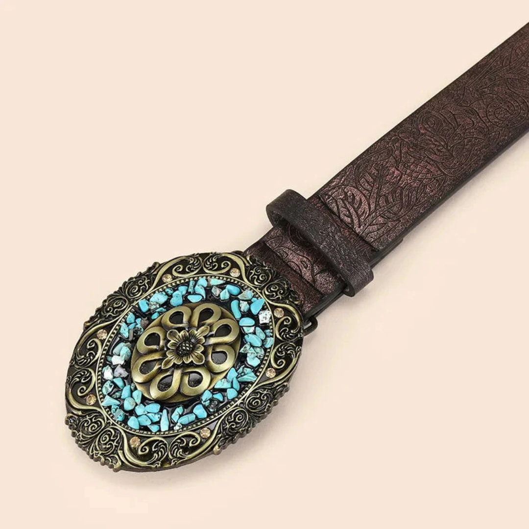 Gisela Trachtengürtel Oktoberfest | Luxuriöser Damen Gürtel mit Türkis-Ornament