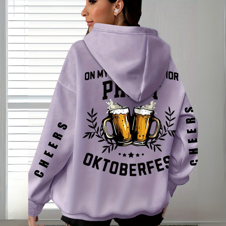 Gisela Oktoberfest Kapuzenpullover | Oversized Bierfest Pulli mit Rücken-Print für Damen