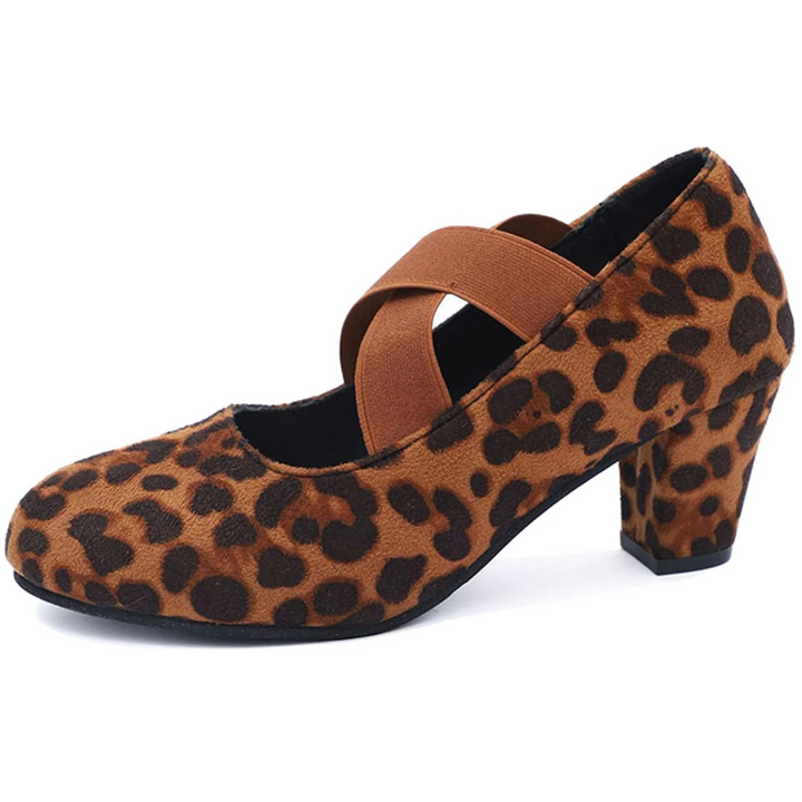 Franziska Oktoberfest Pumps | Trendige Leoparden-Samt Pumps mit Riemchen für Damen