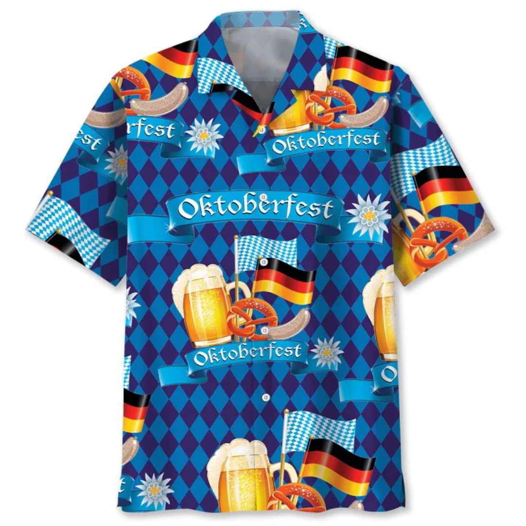 Klaus Oktoberfest Hawaiihemd | Bier Hawaii-Shirt mit tropischem Bierkrug-Print für Herren