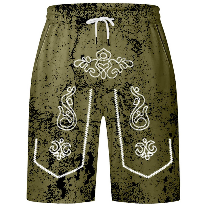 Sebastian Oktoberfest Shorts | Lässige Lederhosen-Print Badeshorts für Herren