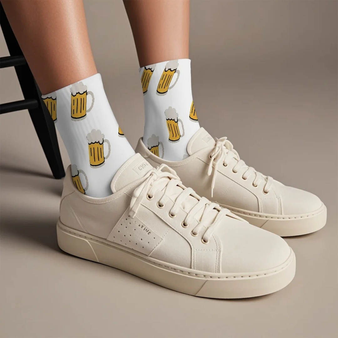 Unisex Oktoberfest Socken | Lustige Bierfest Strümpfe mit Bierkrug-Print