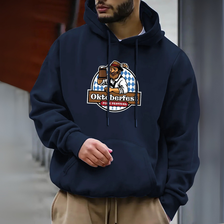 Wilhelm Oktoberfest Kapuzenpullover | Authentischer Bierfest Pulli mit Braumeister-Motiv für Herren