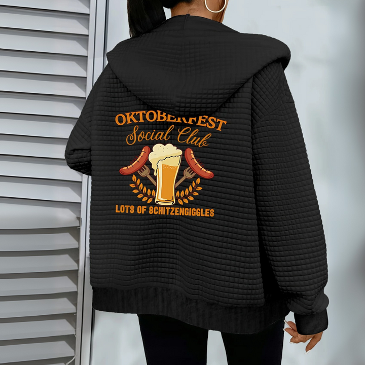 Sabine Oktoberfest Hoodie | Lässiger Bierfest Kapuzenpullover mit Wurst-Motiv für Damen