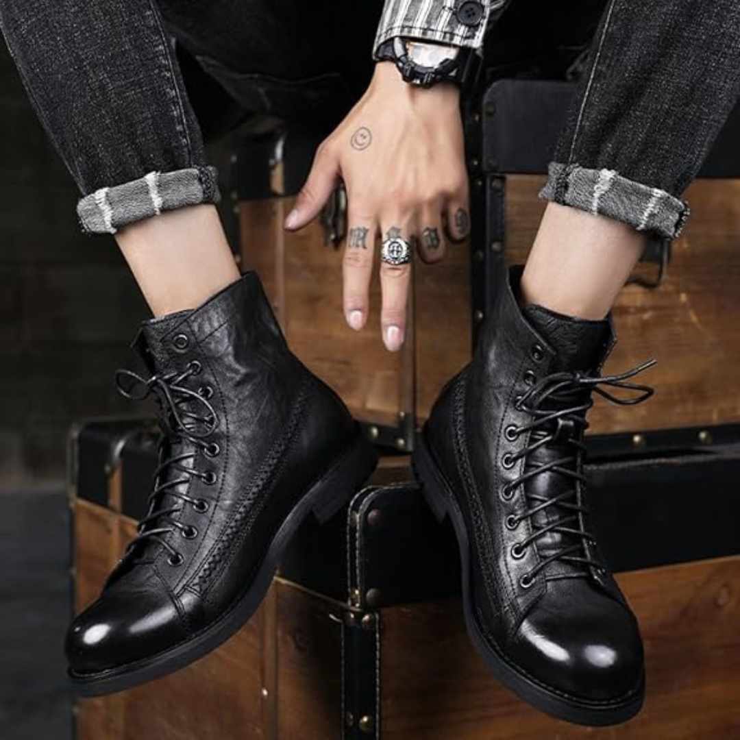 Franz Trachtenstiefel | Robuste Oktoberfest Schnürstiefel aus Leder für Herren