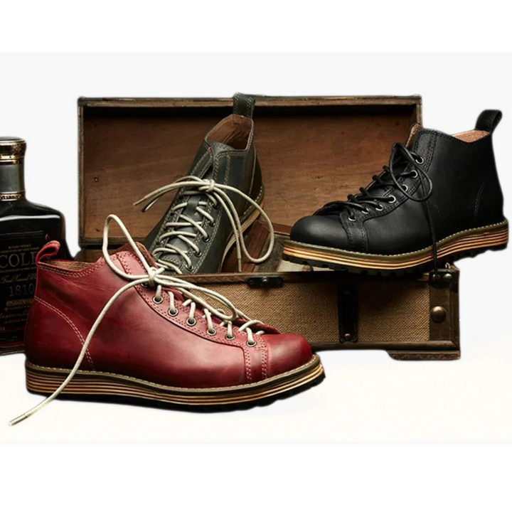 Tobias Schnürstiefel Oktoberfest | Elegante Herren Lederlookstiefel im Vintage-Style