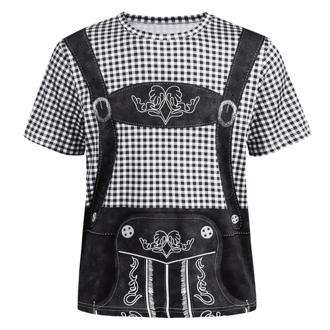 Michael Oktoberfest T-Shirt | 3D-Lederhosen-Print T-Shirt mit Hosenträger-Design für Herren