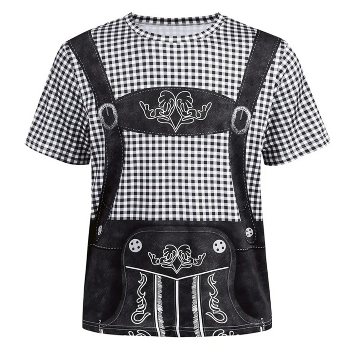 Michael Oktoberfest T-Shirt | 3D-Lederhosen-Print T-Shirt mit Hosenträger-Design für Herren