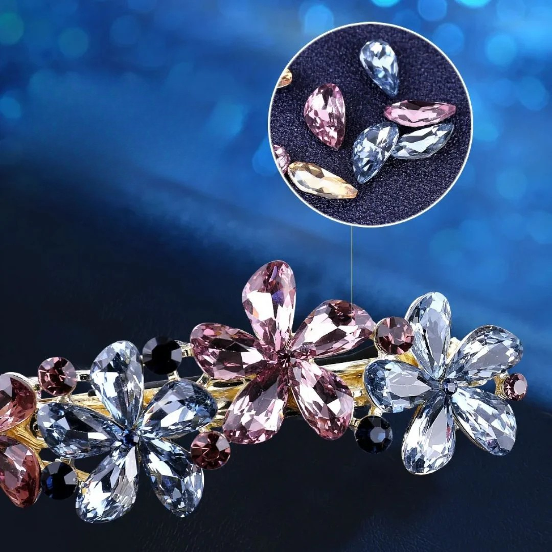 Katrin Haarspange Oktoberfest | Elegante Damen Haarklammer mit Kristallblüten