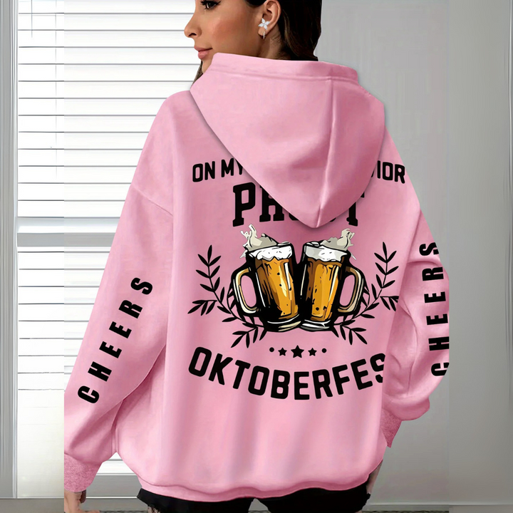 Gisela Oktoberfest Kapuzenpullover | Oversized Bierfest Pulli mit Rücken-Print für Damen