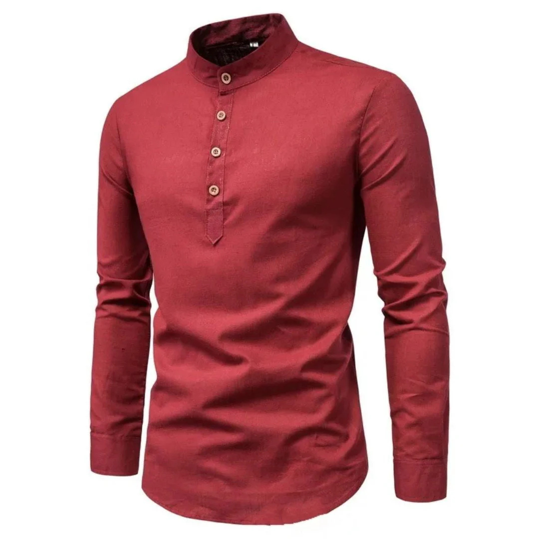 Christian Leinenhemd Oktoberfest | Elegantes Herren Hemd mit Stehkragen