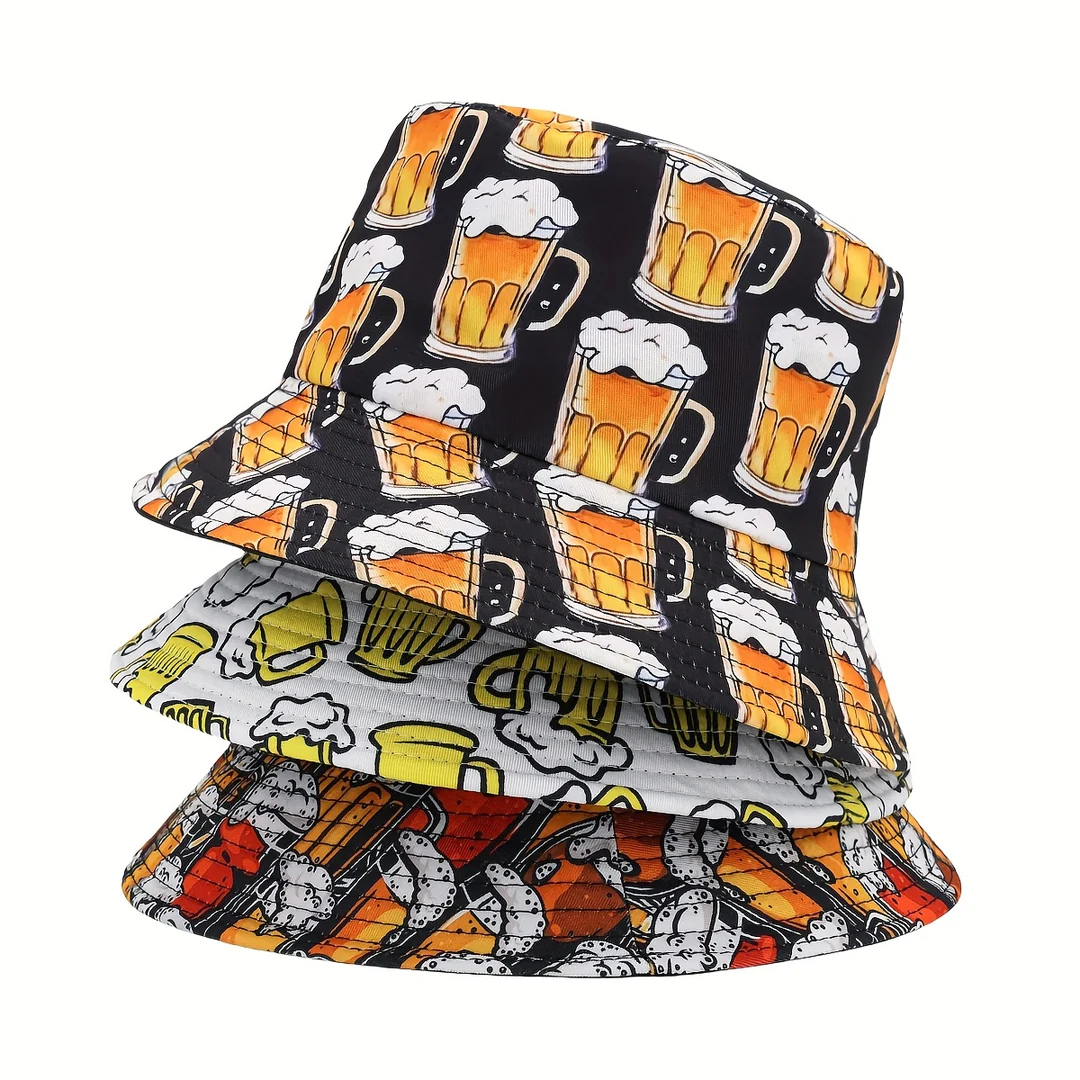 Unisex Oktoberfest Fischerhut | Lässiger Bierfest Bucket Hat mit Bierkrug-Print