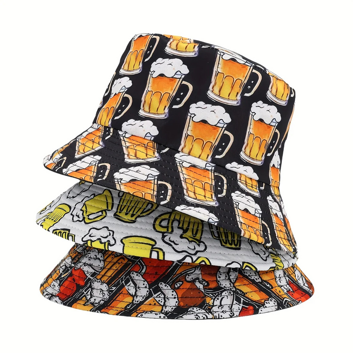 Unisex Oktoberfest Fischerhut | Lässiger Bierfest Bucket Hat mit Bierkrug-Print