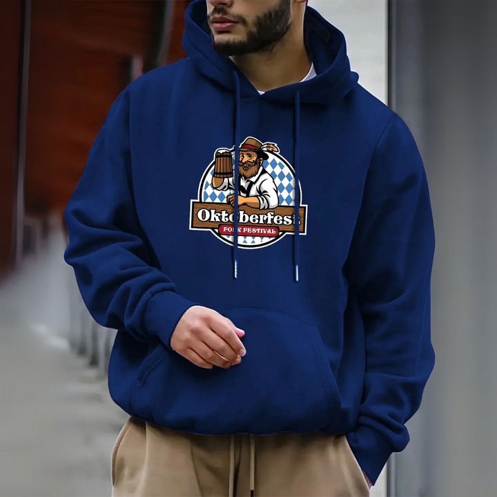 Wilhelm Oktoberfest Kapuzenpullover | Authentischer Bierfest Pulli mit Braumeister-Motiv für Herren
