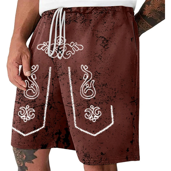 Sebastian Oktoberfest Shorts | Lässige Lederhosen-Print Badeshorts für Herren