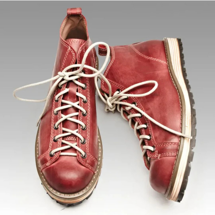 Tobias Schnürstiefel Oktoberfest | Elegante Herren Lederlookstiefel im Vintage-Style