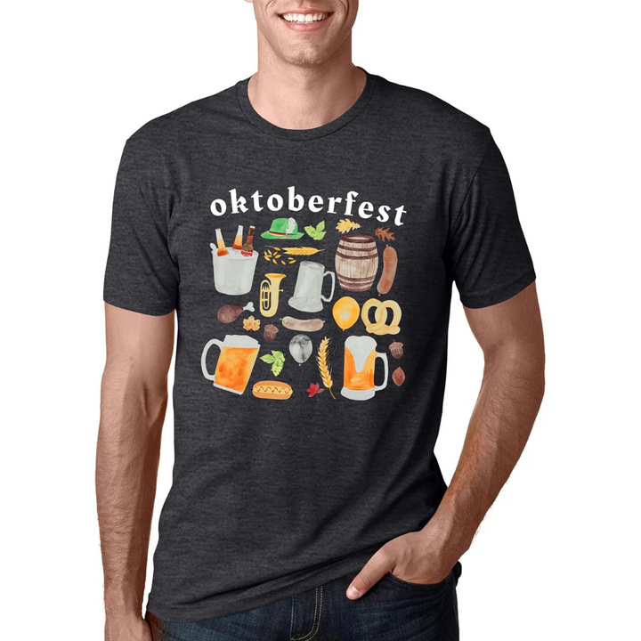 Markus Oktoberfest T-Shirt | Vielseitiges Bierfest Shirt mit Icon-Sammlung für Herren