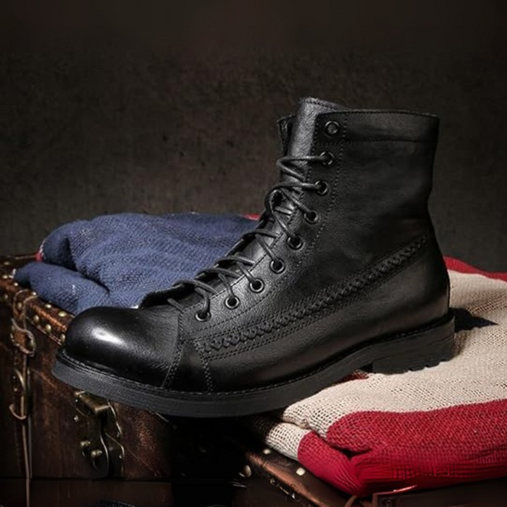 Franz Trachtenstiefel | Robuste Oktoberfest Schnürstiefel aus Leder für Herren