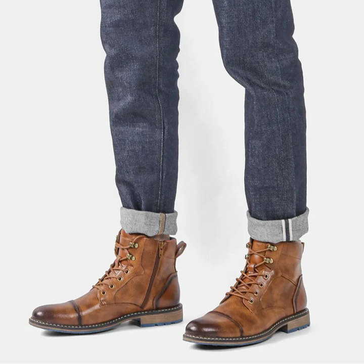 Andreas Lederlookstiefel Oktoberfest | Robuste Herren Stiefel im Vintage-Style