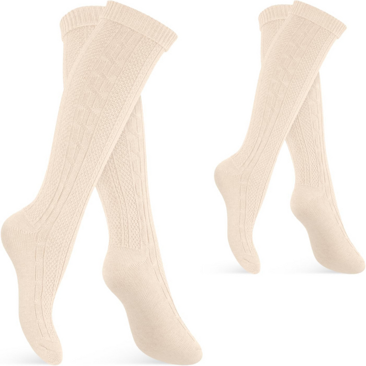 Christa Oktoberfest Kniestrümpfe | Traditionelle Trachten-Strümpfe mit Zopfmuster für Damen