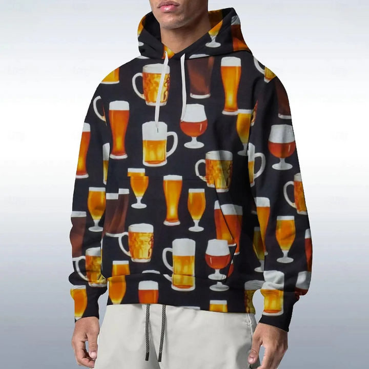 Max Bier Kapuzenpullover | Oktoberfest Kapuzenpullover mit Bierkrug-Print für Herren