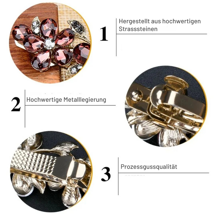 Katrin Haarspange Oktoberfest | Elegante Damen Haarklammer mit Kristallblüten