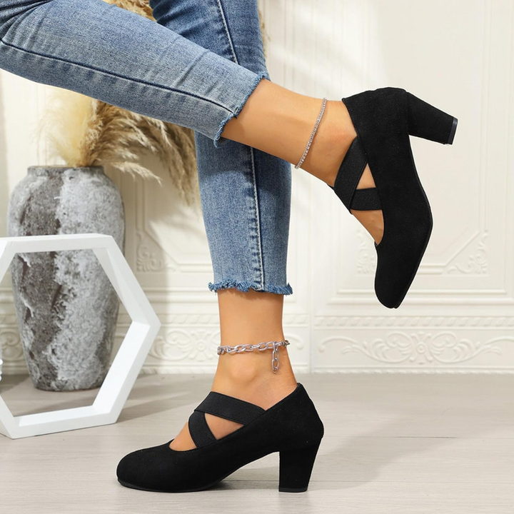 Franziska Oktoberfest Pumps | Trendige Leoparden-Samt Pumps mit Riemchen für Damen