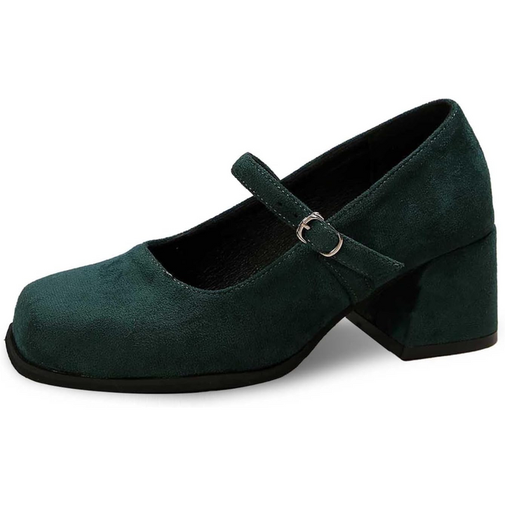 Viktoria Oktoberfest Pumps | Festliche Wildlederlook-Spangenpumps mit Schnalle für Damen