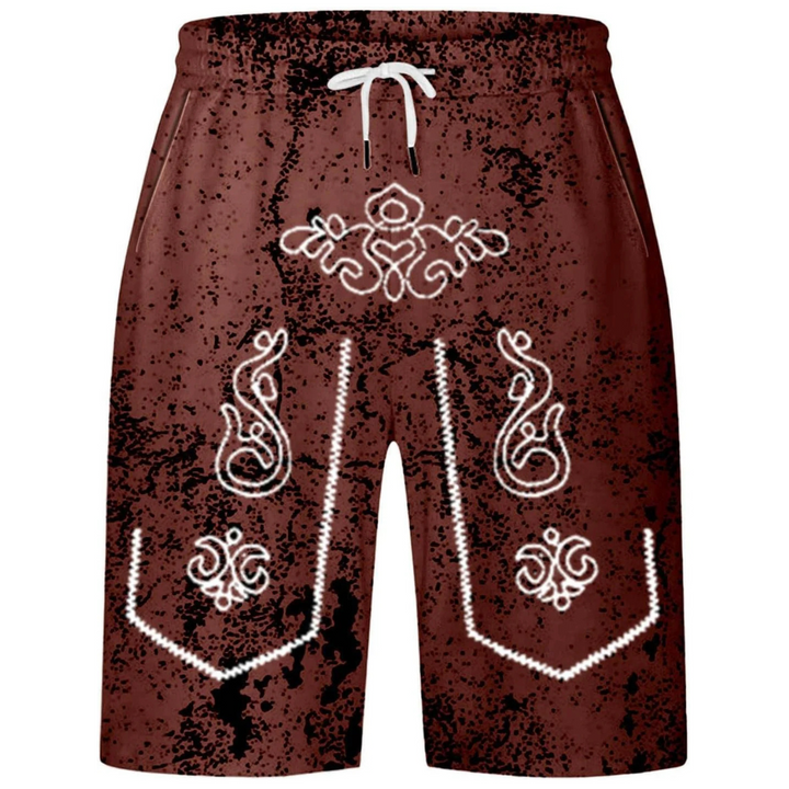 Sebastian Oktoberfest Shorts | Lässige Lederhosen-Print Badeshorts für Herren