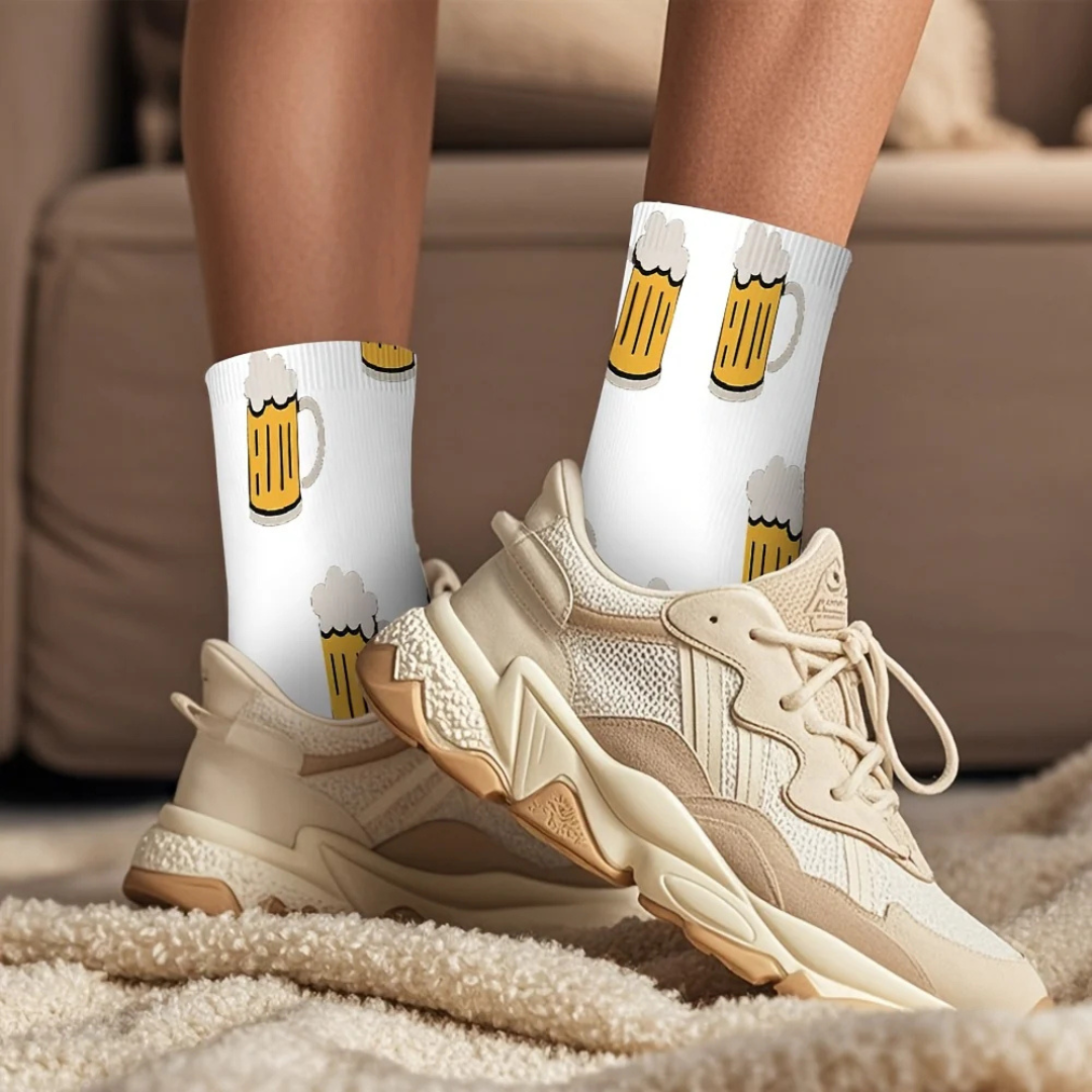 Unisex Oktoberfest Socken | Lustige Bierfest Strümpfe mit Bierkrug-Print