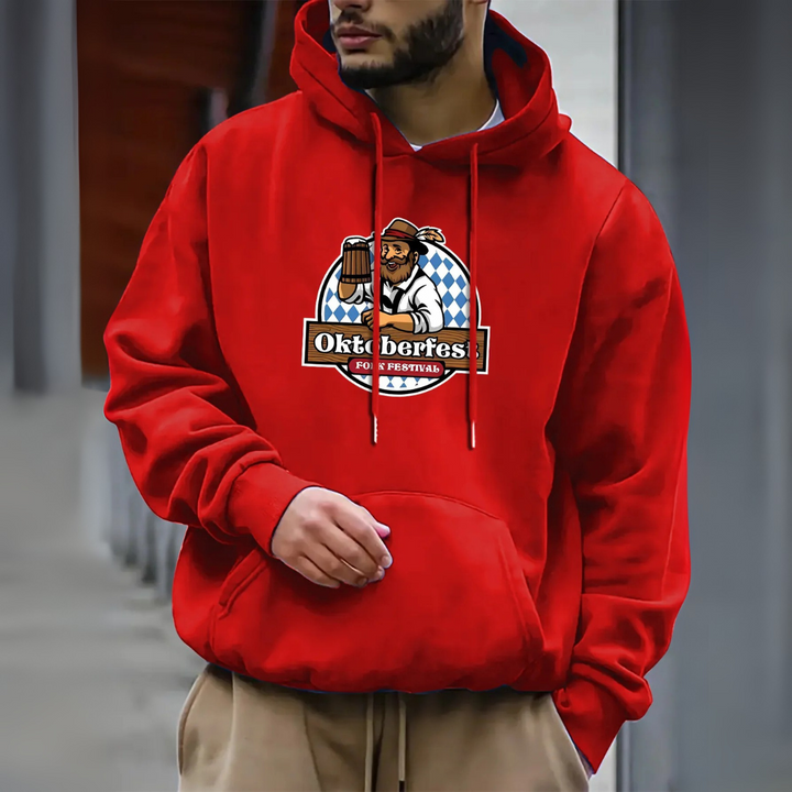 Wilhelm Oktoberfest Kapuzenpullover | Authentischer Bierfest Pulli mit Braumeister-Motiv für Herren