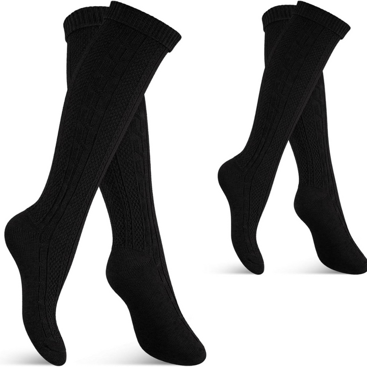 Christa Oktoberfest Kniestrümpfe | Traditionelle Trachten-Strümpfe mit Zopfmuster für Damen