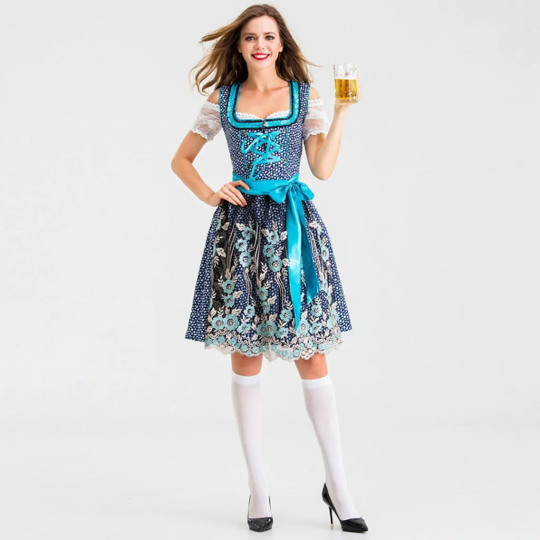 Katharina Dirndl Oktoberfest | Traditionelles Damen Dirndl mit Blumenmuster