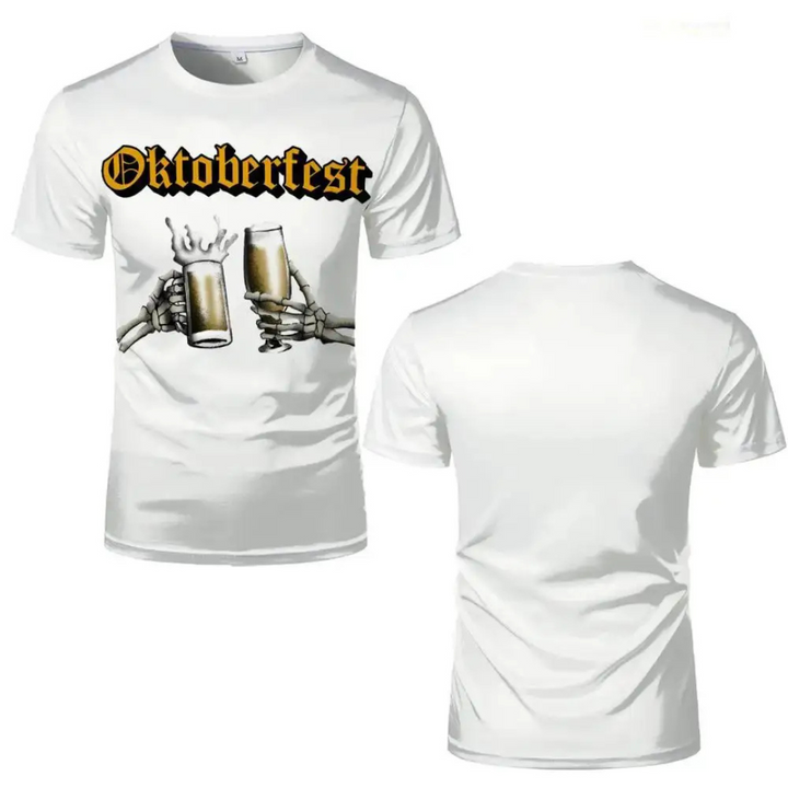 Unisex Oktoberfest T-Shirt | Skelett-Hände T-Shirt mit Bierkrug-Motiv