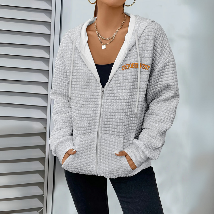 Sabine Oktoberfest Hoodie | Lässiger Bierfest Kapuzenpullover mit Wurst-Motiv für Damen
