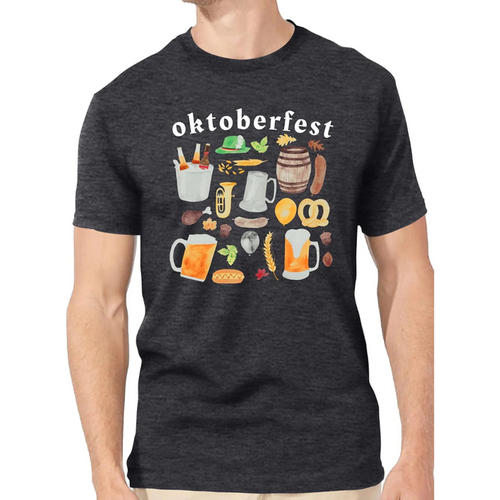 Markus Oktoberfest T-Shirt | Vielseitiges Bierfest Shirt mit Icon-Sammlung für Herren