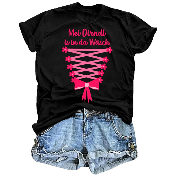 Monika Oktoberfest T-Shirt | Witziges Dirndl-Schnürung Shirt für Damen