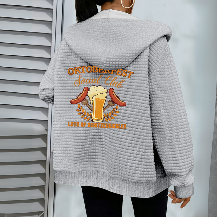 Sabine Oktoberfest Hoodie | Lässiger Bierfest Kapuzenpullover mit Wurst-Motiv für Damen