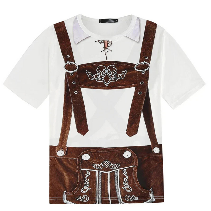 Michael Oktoberfest T-Shirt | 3D-Lederhosen-Print T-Shirt mit Hosenträger-Design für Herren