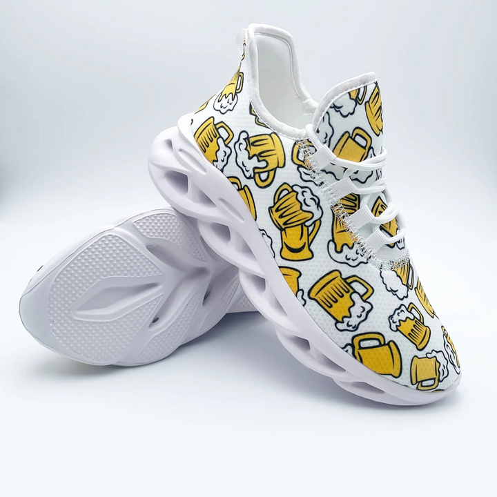 Unisex Oktoberfest Sneaker | Lässige Bierfest Sportschuhe mit Bierkrug-Print