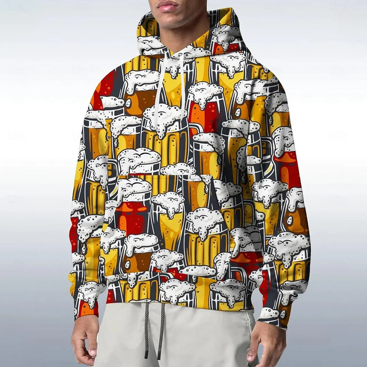 Max Bier Kapuzenpullover | Oktoberfest Kapuzenpullover mit Bierkrug-Print für Herren