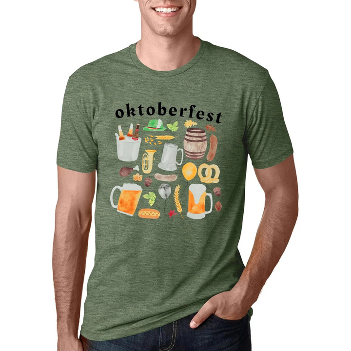 Markus Oktoberfest T-Shirt | Vielseitiges Bierfest Shirt mit Icon-Sammlung für Herren