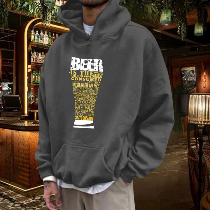 Oliver Oktoberfest Kapuzenpullover | Typographischer Bierfest Pulli mit Bierglas-Design für Herren