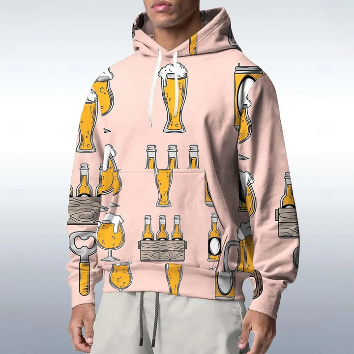 Max Bier Kapuzenpullover | Oktoberfest Kapuzenpullover mit Bierkrug-Print für Herren