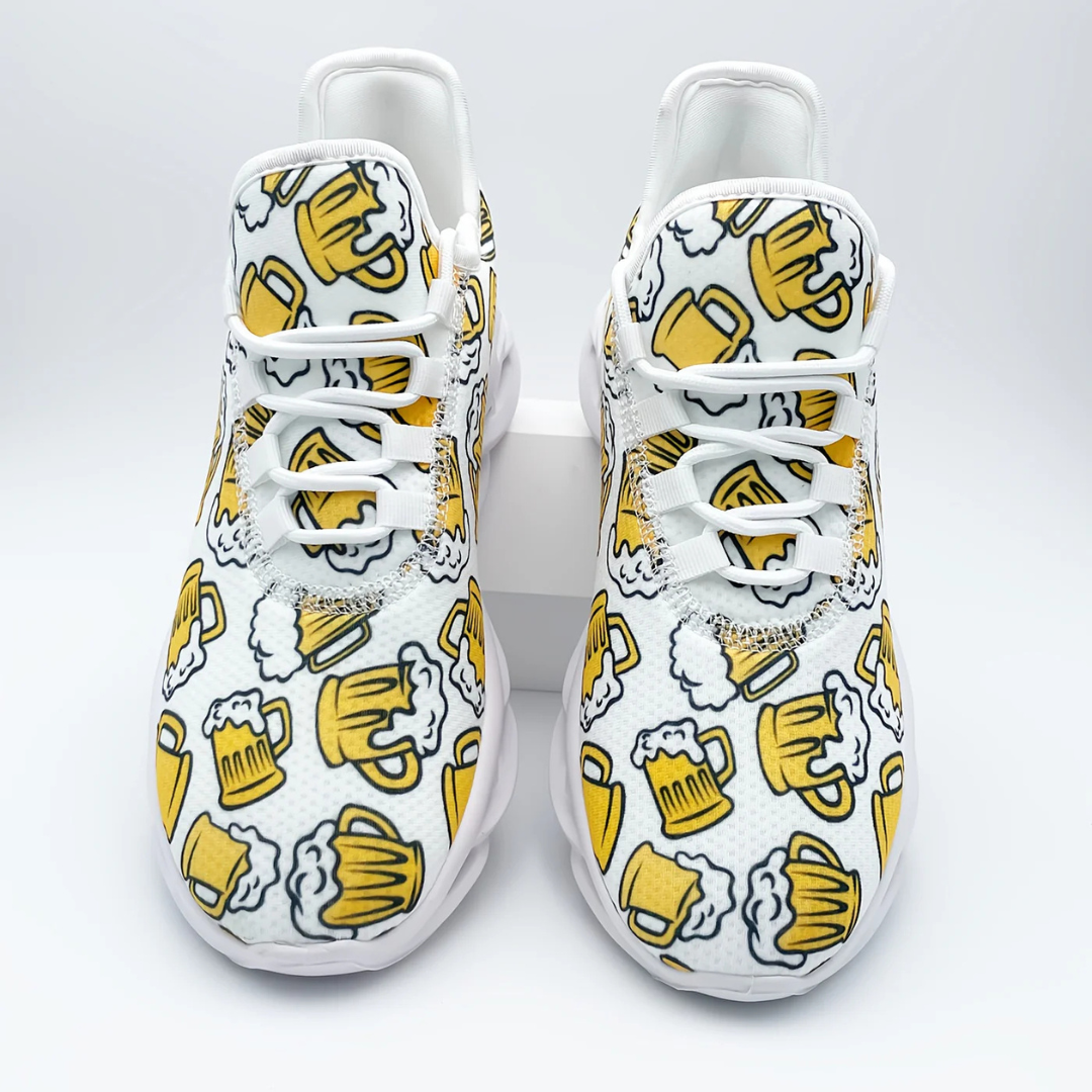 Unisex Oktoberfest Sneaker | Lässige Bierfest Sportschuhe mit Bierkrug-Print