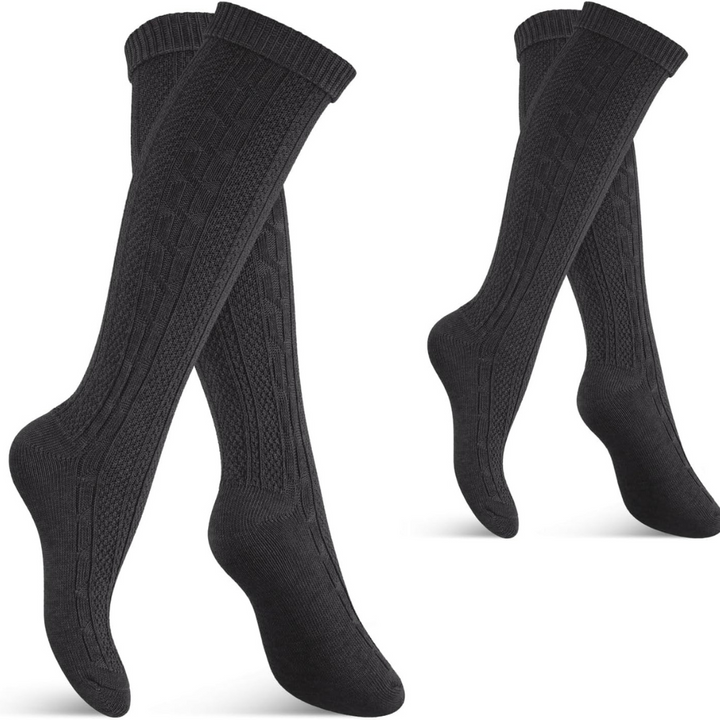 Christa Oktoberfest Kniestrümpfe | Traditionelle Trachten-Strümpfe mit Zopfmuster für Damen