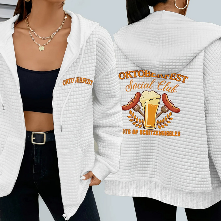Sabine Oktoberfest Hoodie | Lässiger Bierfest Kapuzenpullover mit Wurst-Motiv für Damen