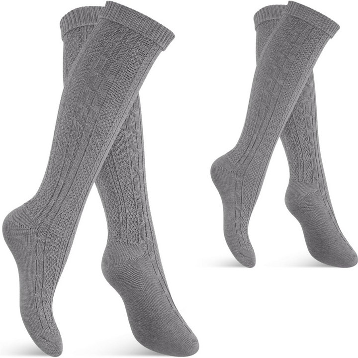 Christa Oktoberfest Kniestrümpfe | Traditionelle Trachten-Strümpfe mit Zopfmuster für Damen