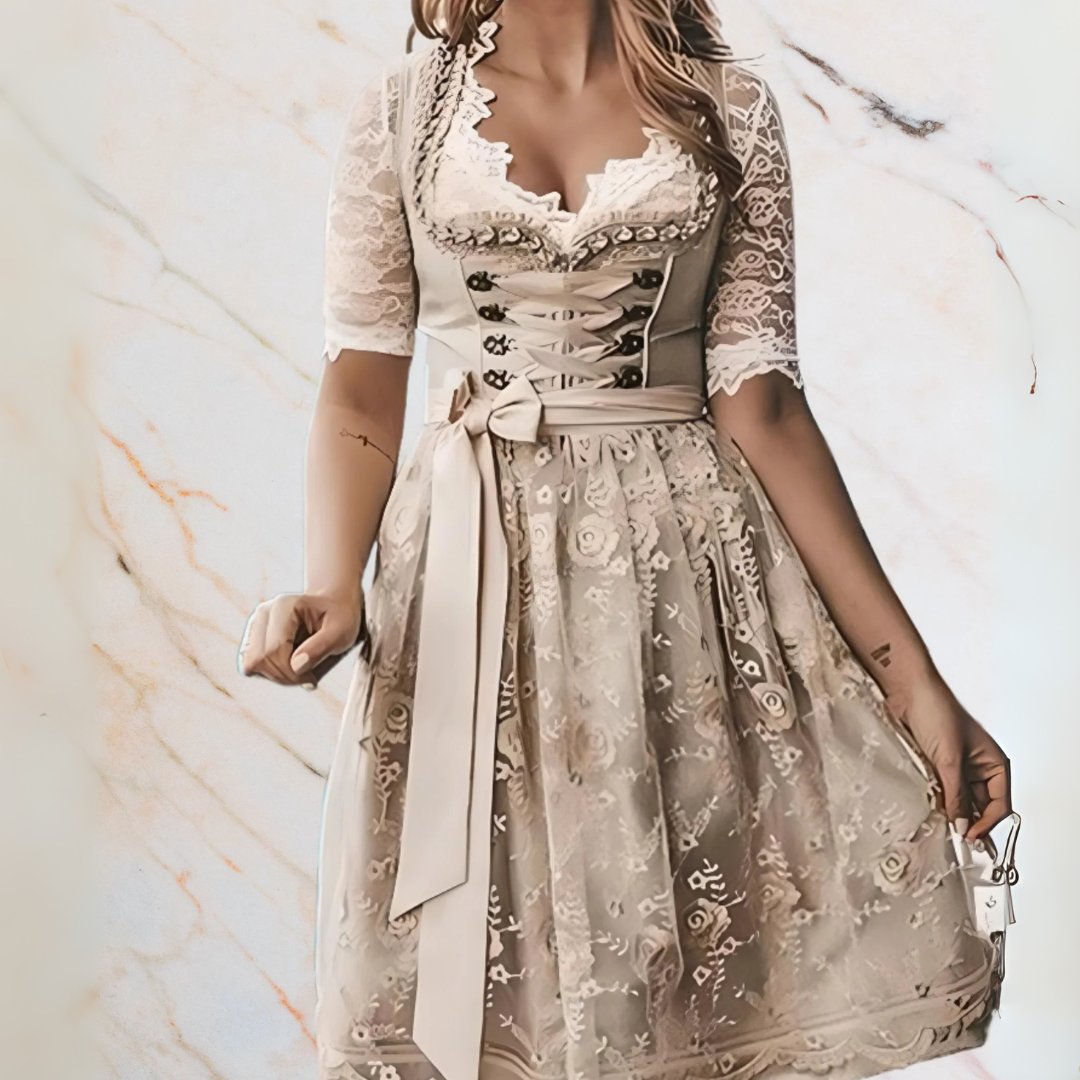 Valentina Dirndl Oktoberfest | Luxuriöses Damen Dirndl mit Spitzenärmeln